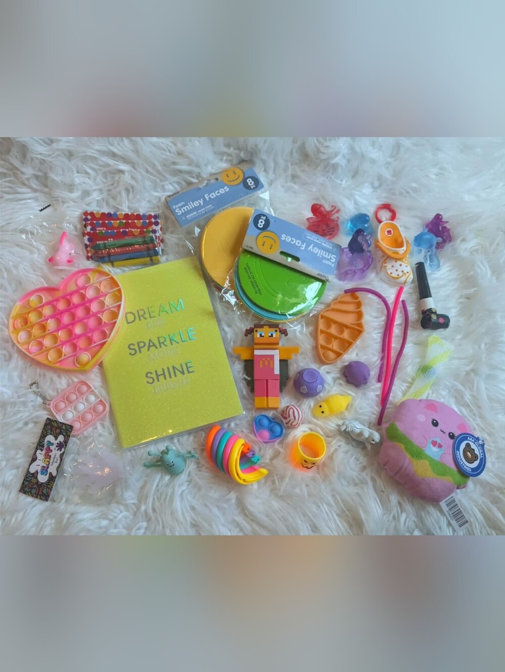 34 Pc Kids Mixed Fidget Toy Set in Yellow and Pink - Assorted Sensory Toys